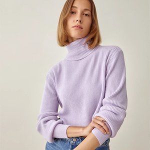 NWOT Lilac Cropped Cashmere Turtleneck Sweater